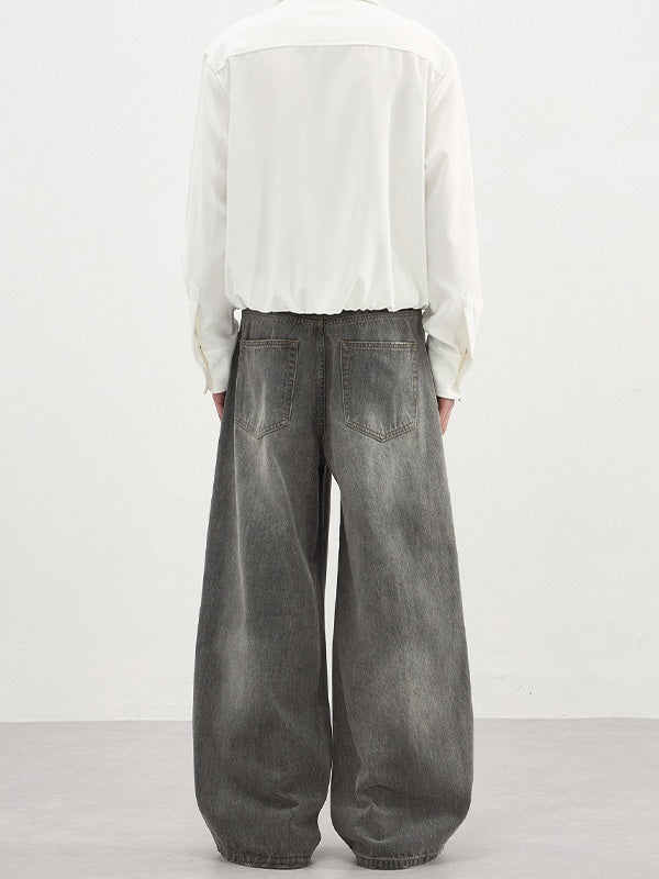 Grey Wash Straight-Leg Minimal Jeans