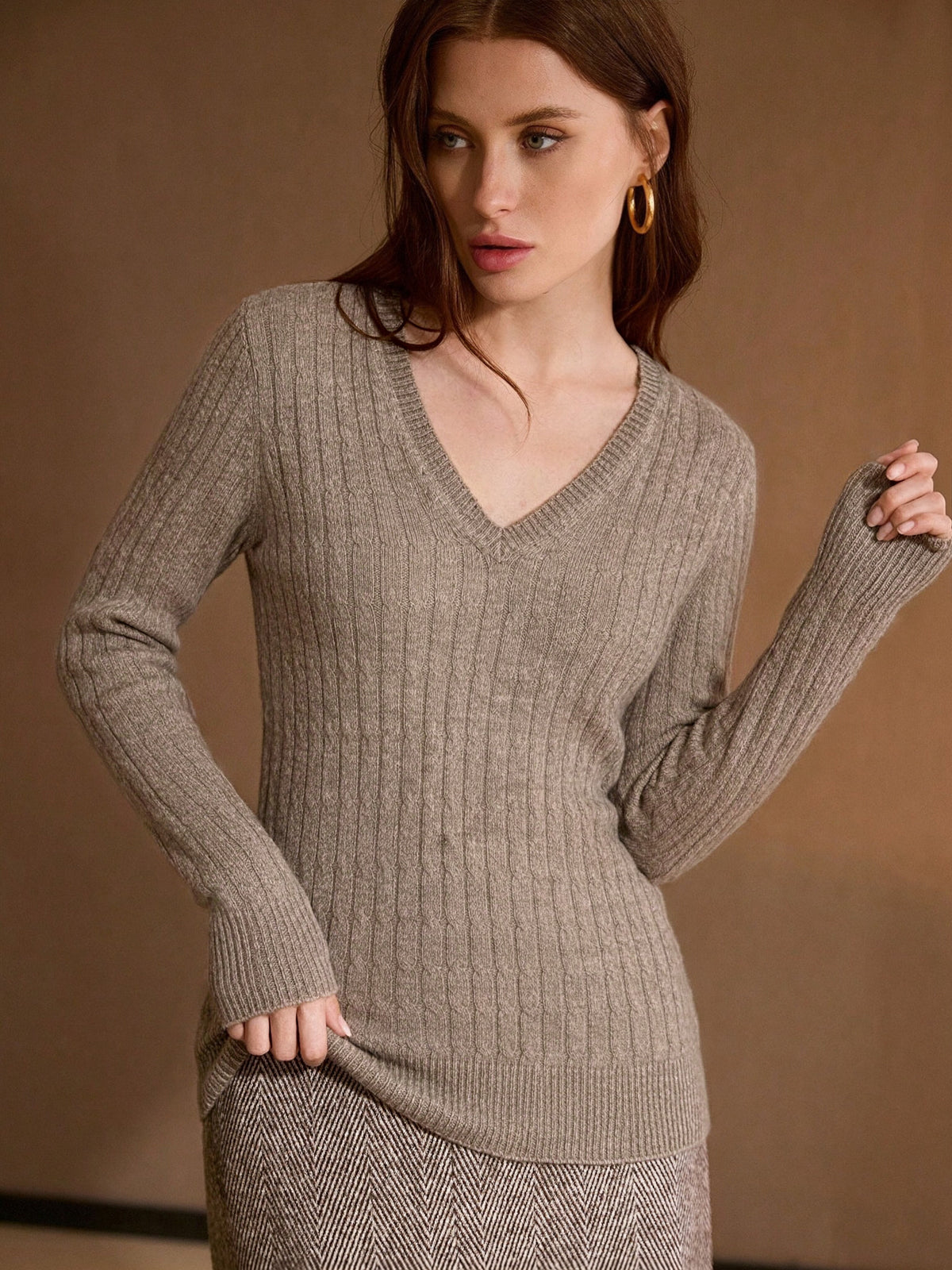 Superfine Merino Wool Cashmere Silk V Pullover Sweater