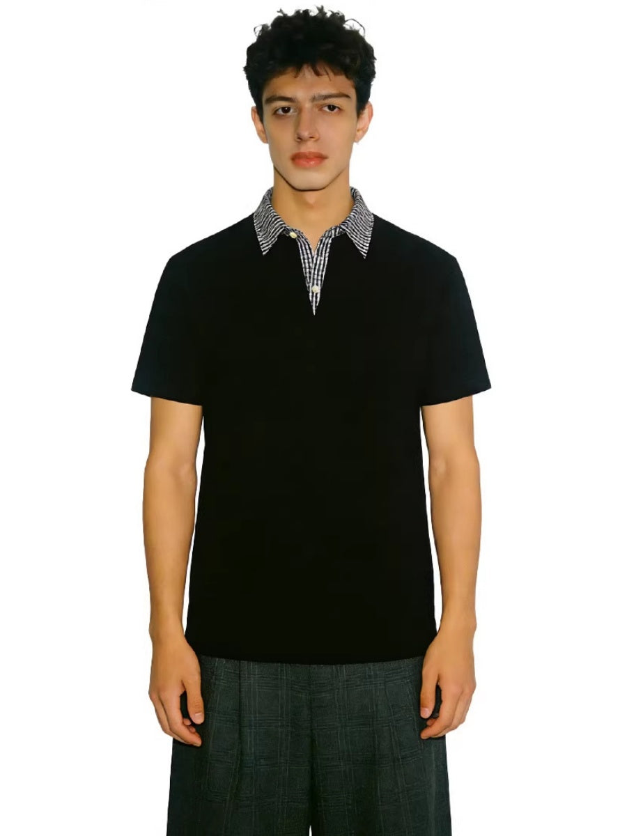 Plaid Beading Anti-wrinkle Cleanfit Polo Shirt