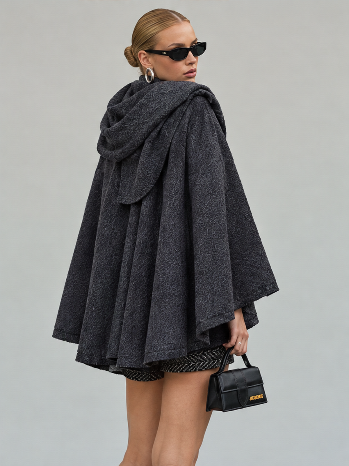 Asymmetrical Scarf Short Knit Cardigan