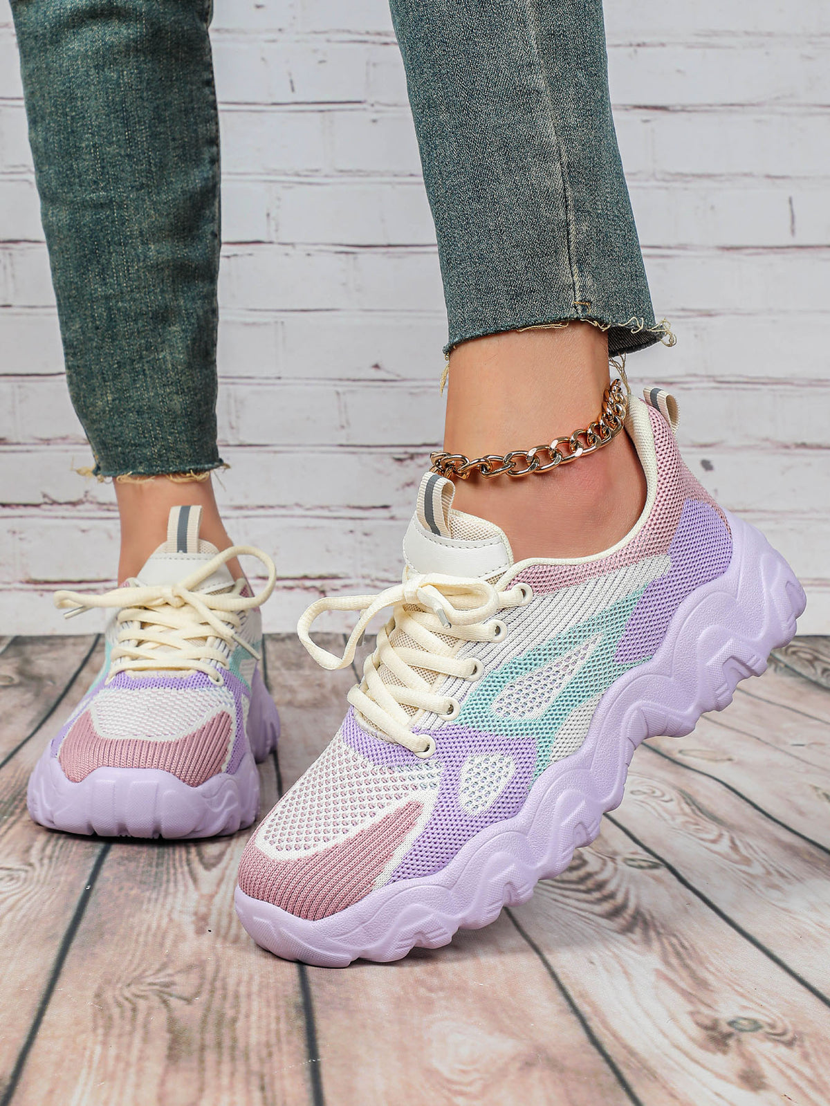Color-blocked Unisex Casual Sneakers