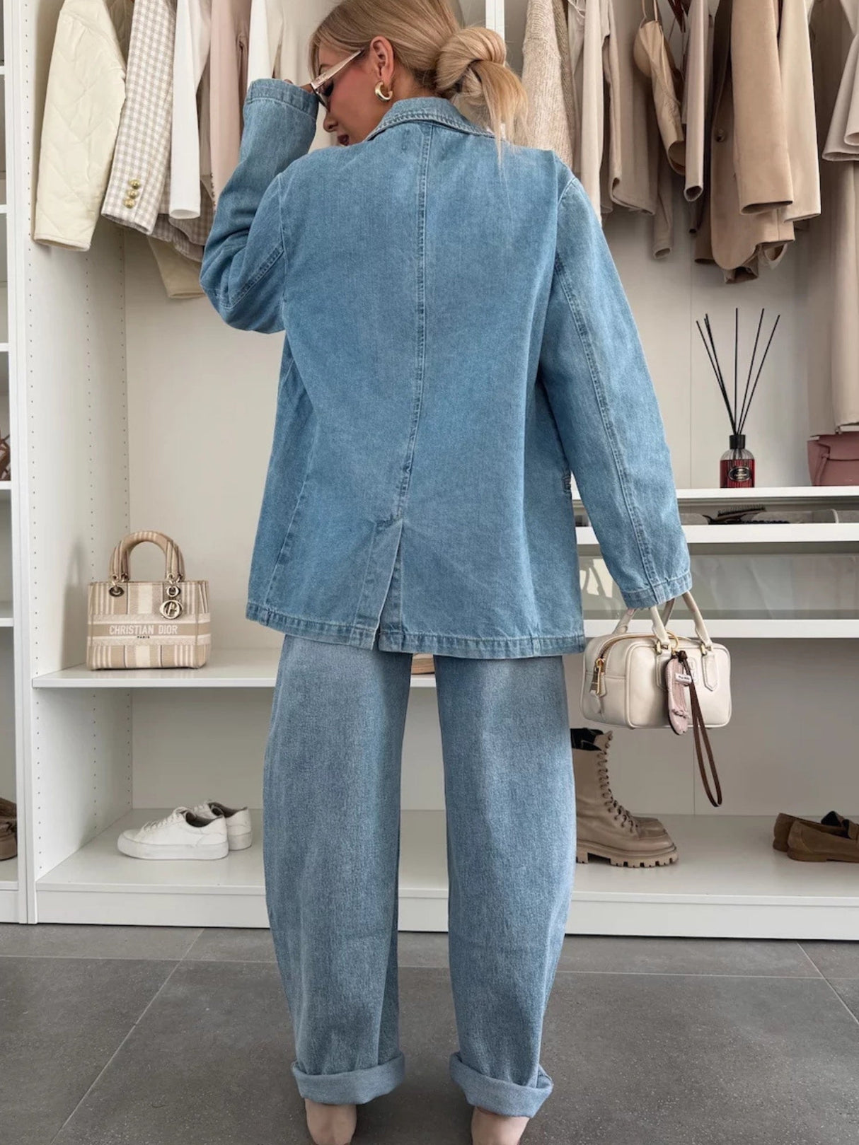 Lapel Buttons Loose Denim Jacket