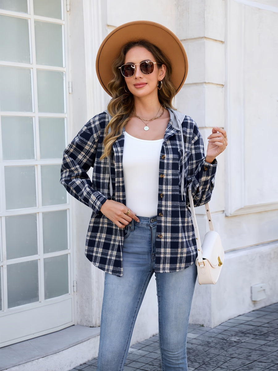 Woolen Plaid Button Jacket