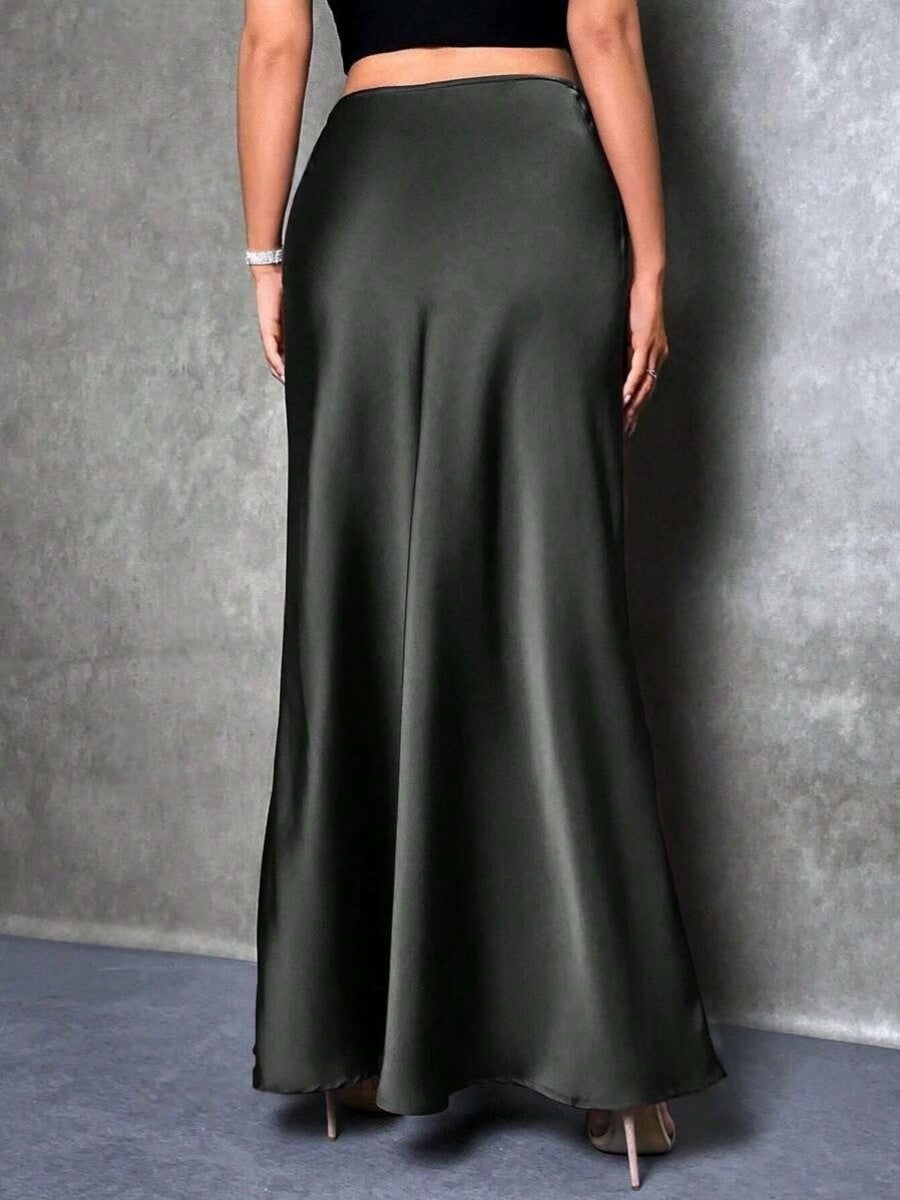 Simplicity Imitation Silk Solid Color Long Skirts