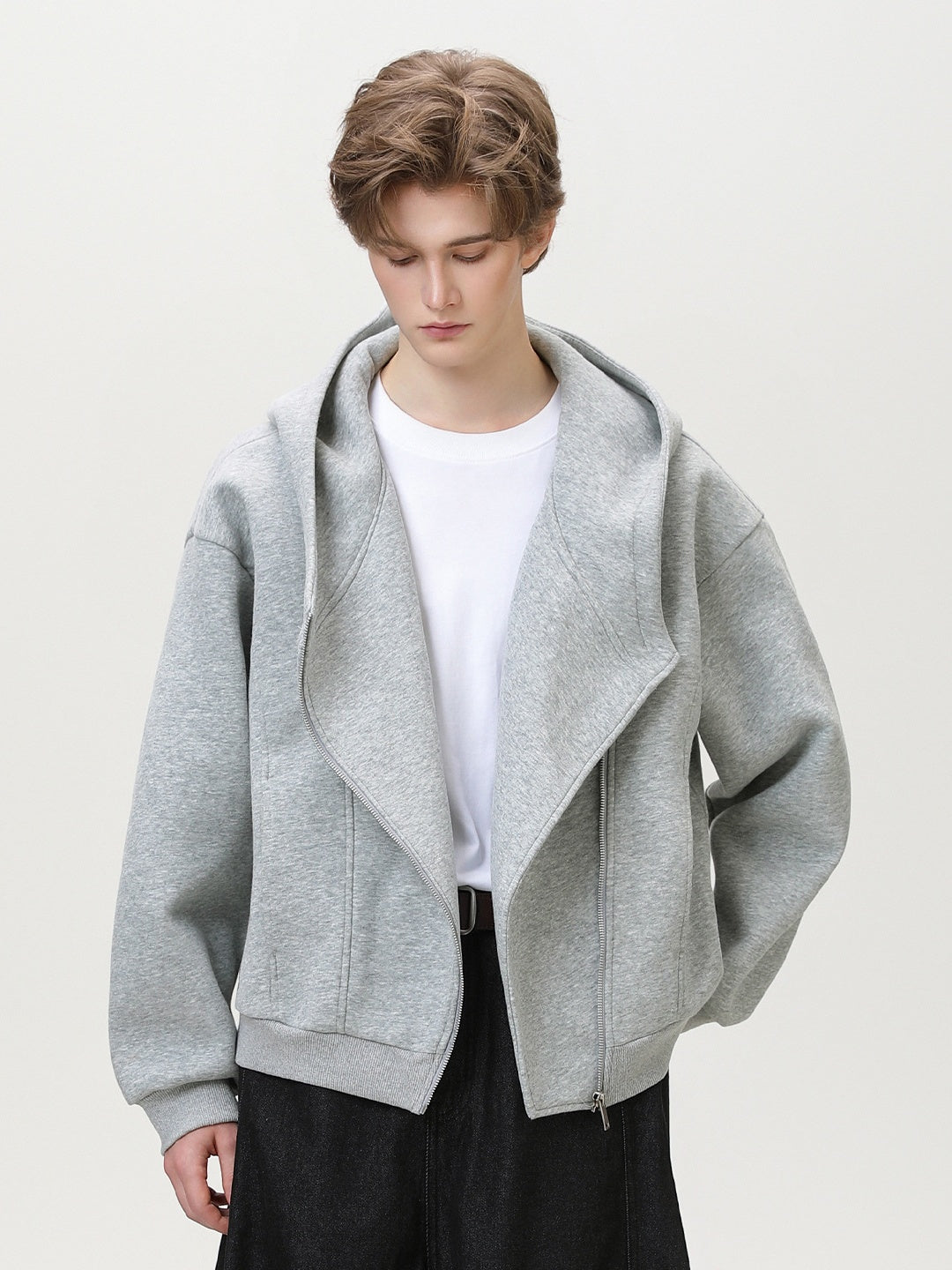 Irregular Zipper Hoodie Jackets