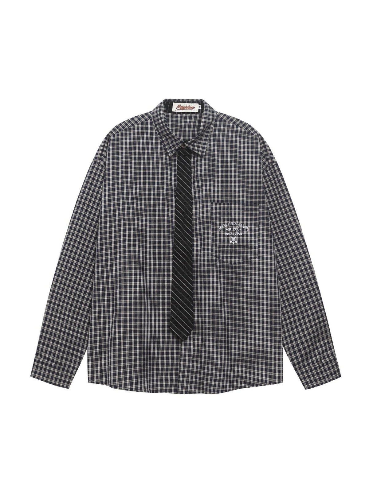 Liber Autumn Neutral wear Tie Plaid Shirts