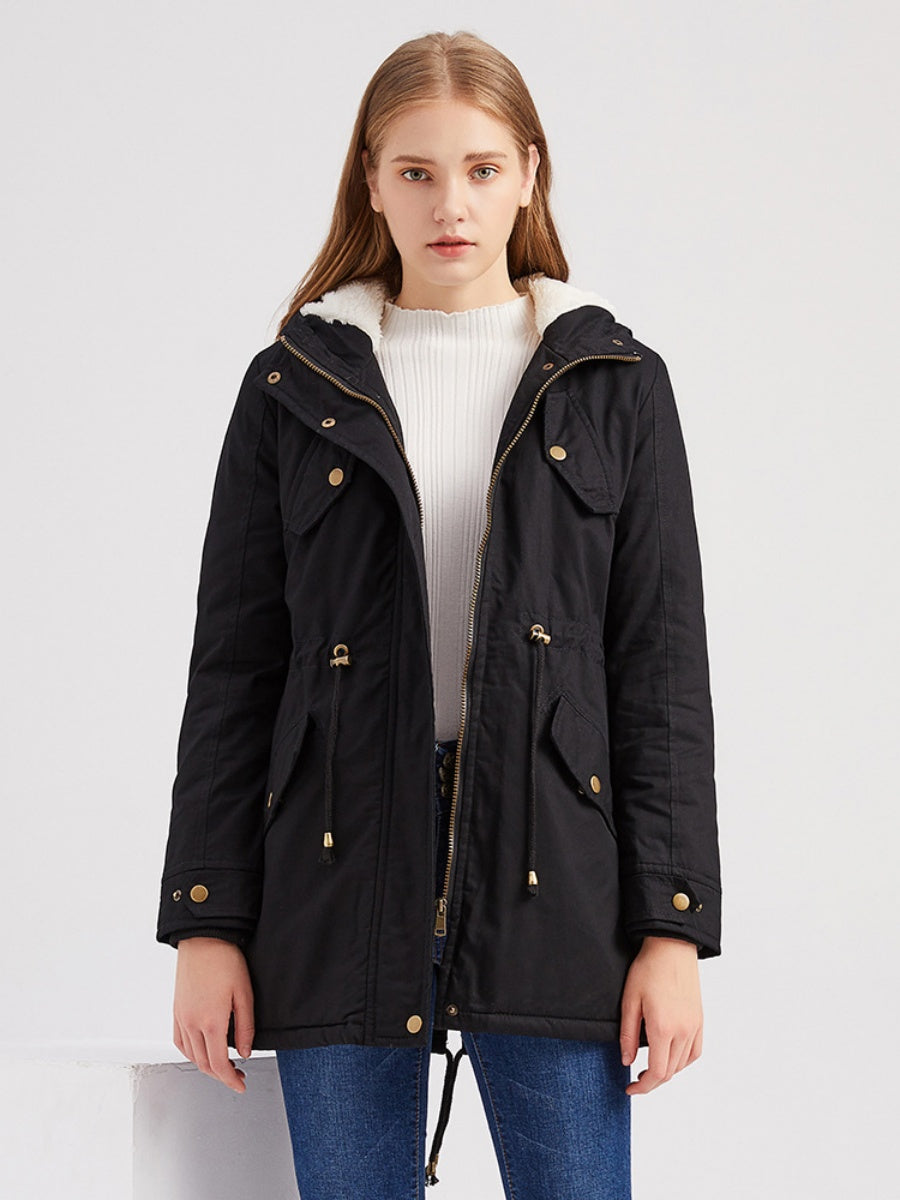 Cotton Solid Color Hooded Thick Plush Cotton Clothes