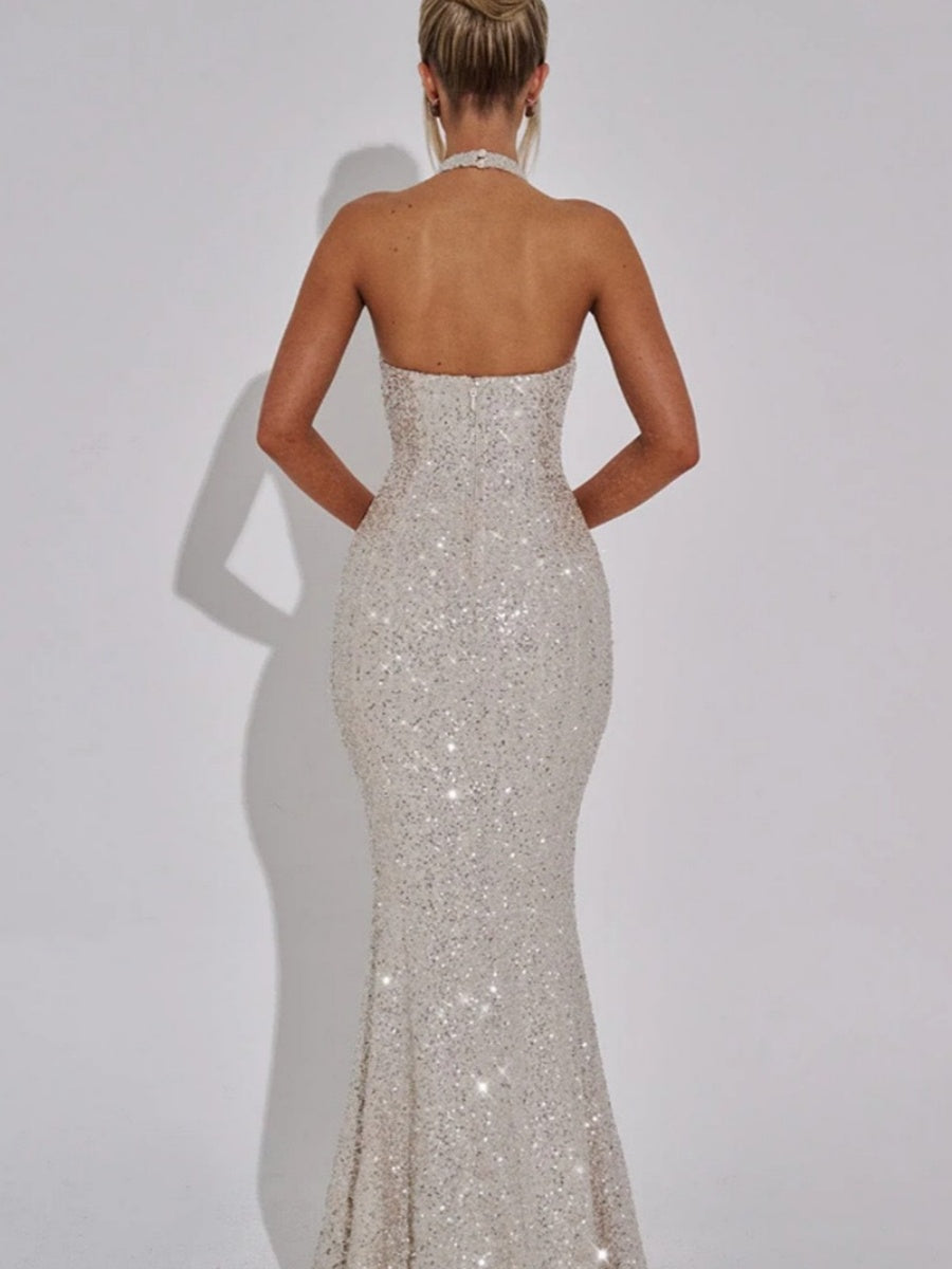 Sequin Backless Mermaid Maxi Dress