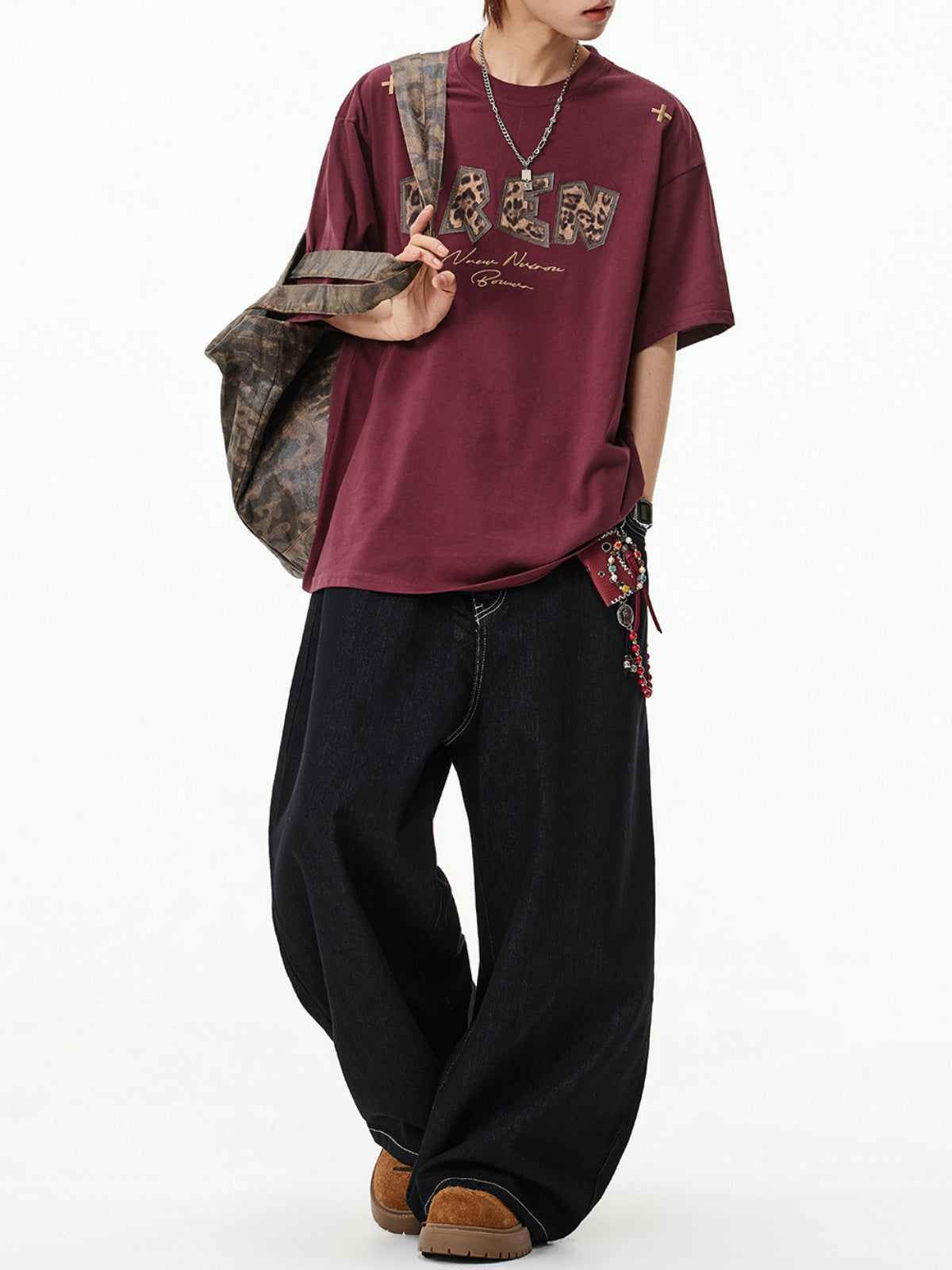 Leopard Print Printed Loose-fit T-shirts