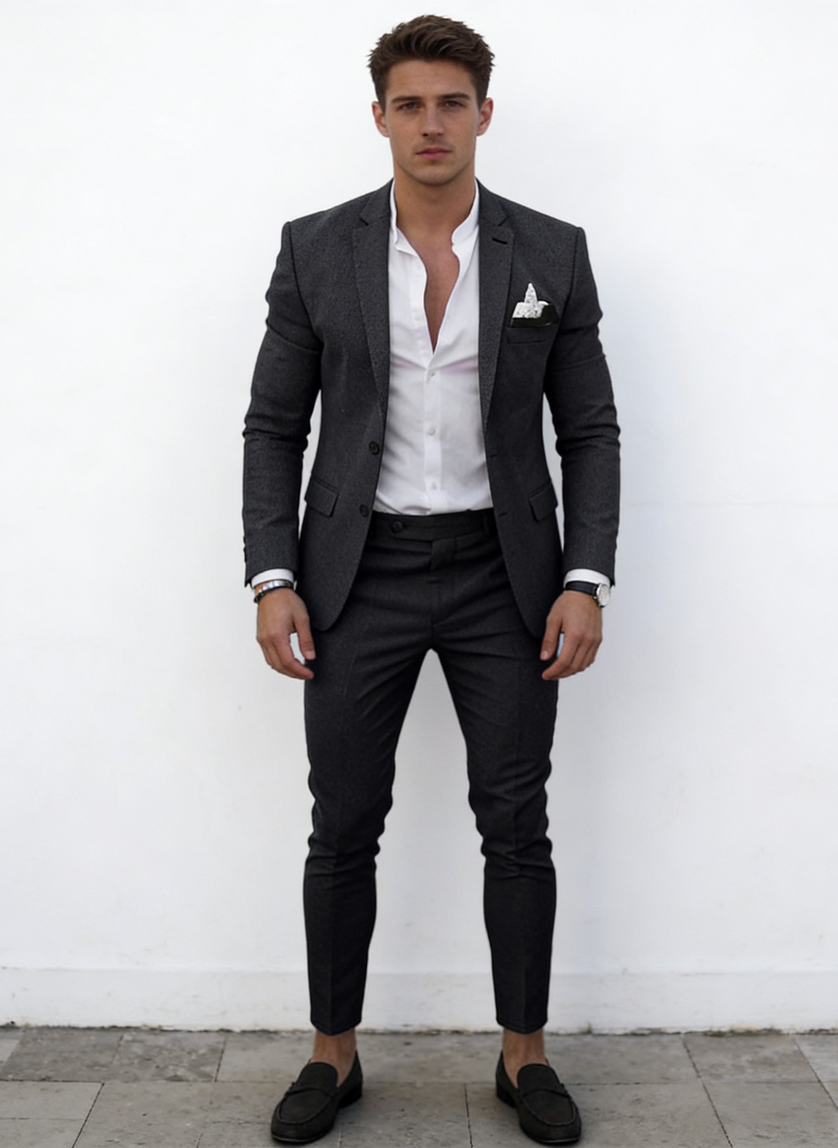 Flax Solid Color Suit Set 2-piece Sets