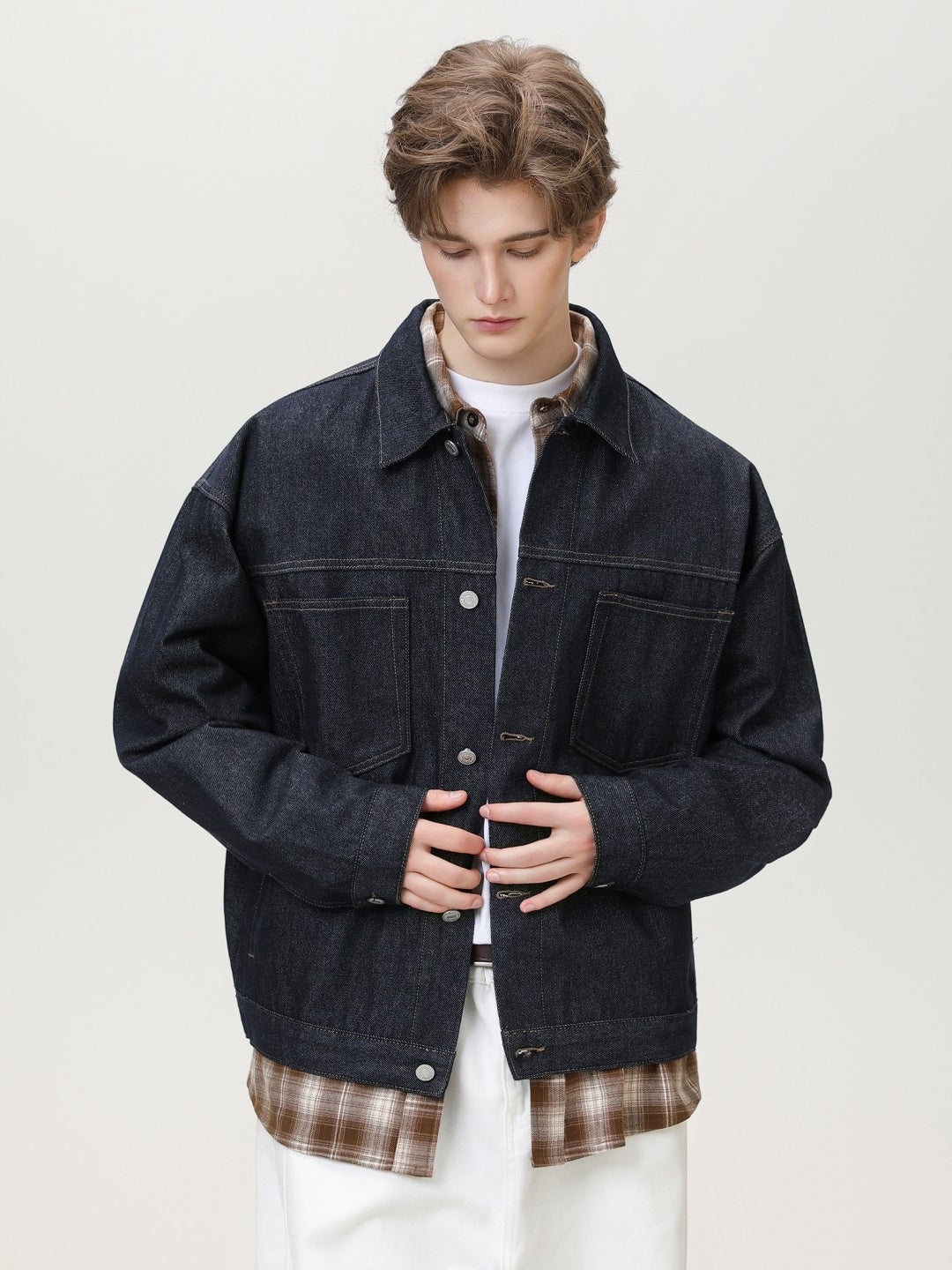 Liber Autumn Men's Pocket decoration Solid Color Jackets