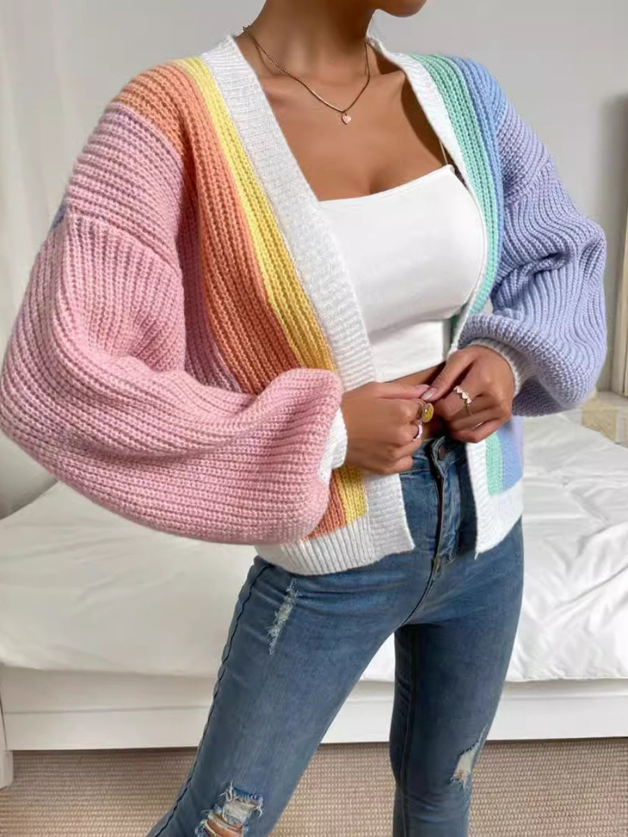 Color Color block matching Cardigans