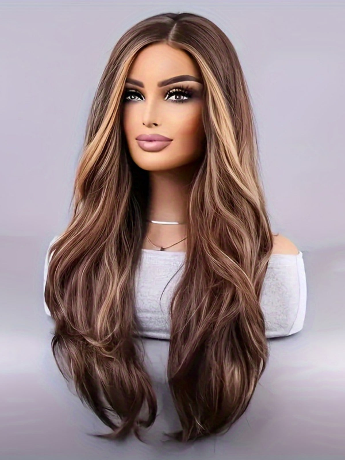 Synthetic Fiber Long Wavy Curl Wig