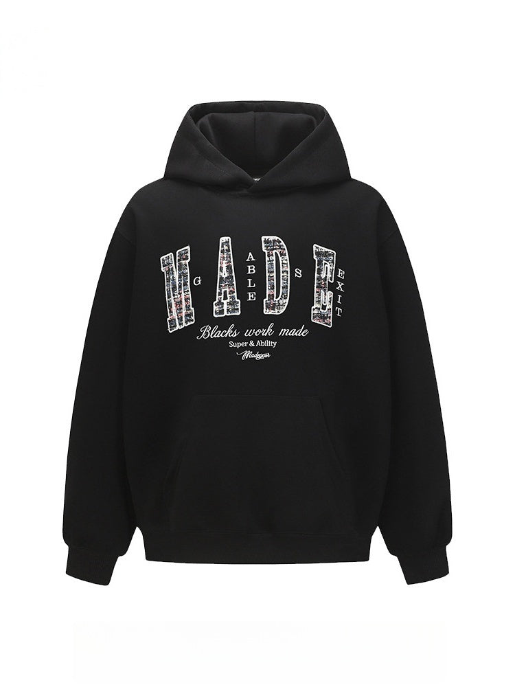 Appliqué Embroidery Letter Hoodies