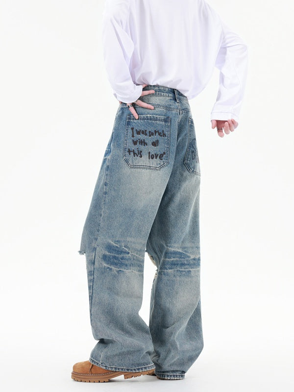 Loose Hole Wear-resistant Washing Old Jeans