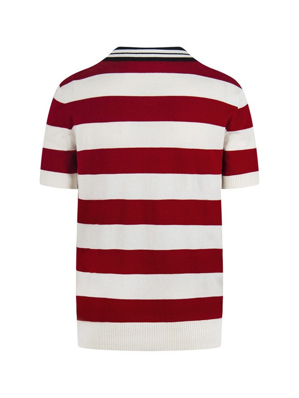 Retro College Style Color-blocked Stripes POLO Shirt