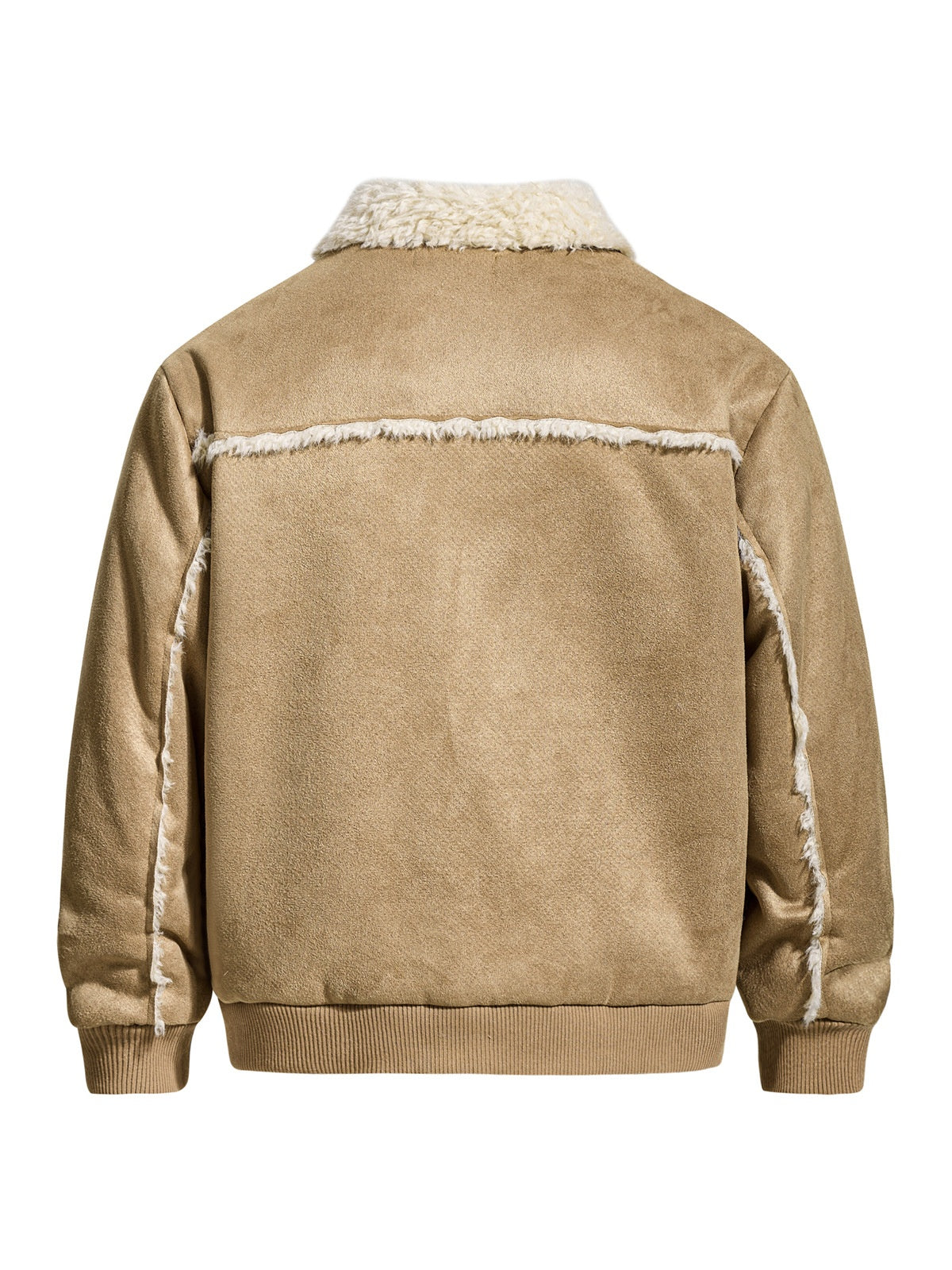 Letter Embroidery Suede Plush Collared Jacket