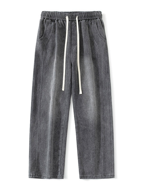 Lateral Bone Splicing All-match Loose Straight Leisure Jeans