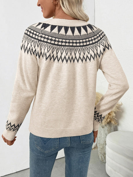 Pullover Fair Isle Style Geometric Patterns Casual Sweaters