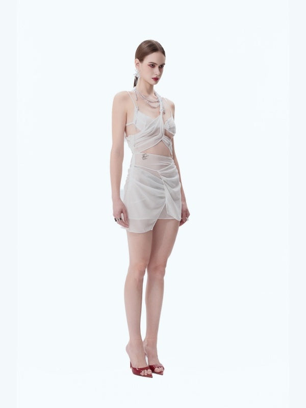 Gathered Irregular Hem Dress