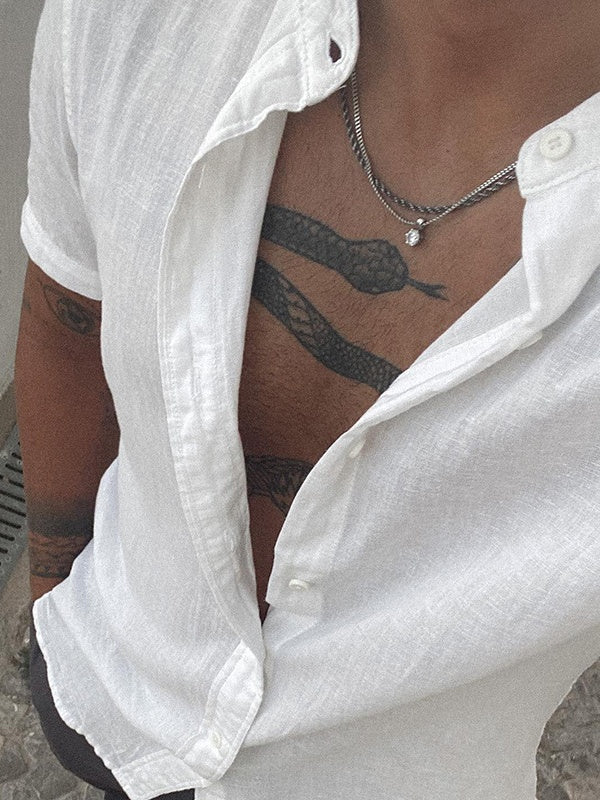 Cotton And Linen Leisure Solid Color Shirts