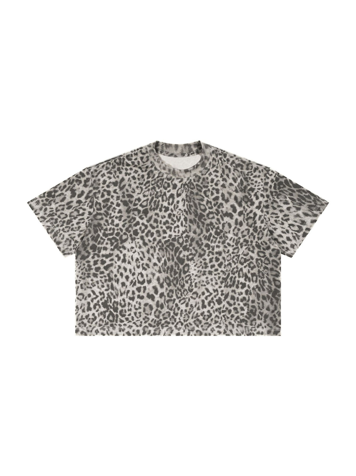 Loose-fit Cropped Leopard Print Printed T-shirt