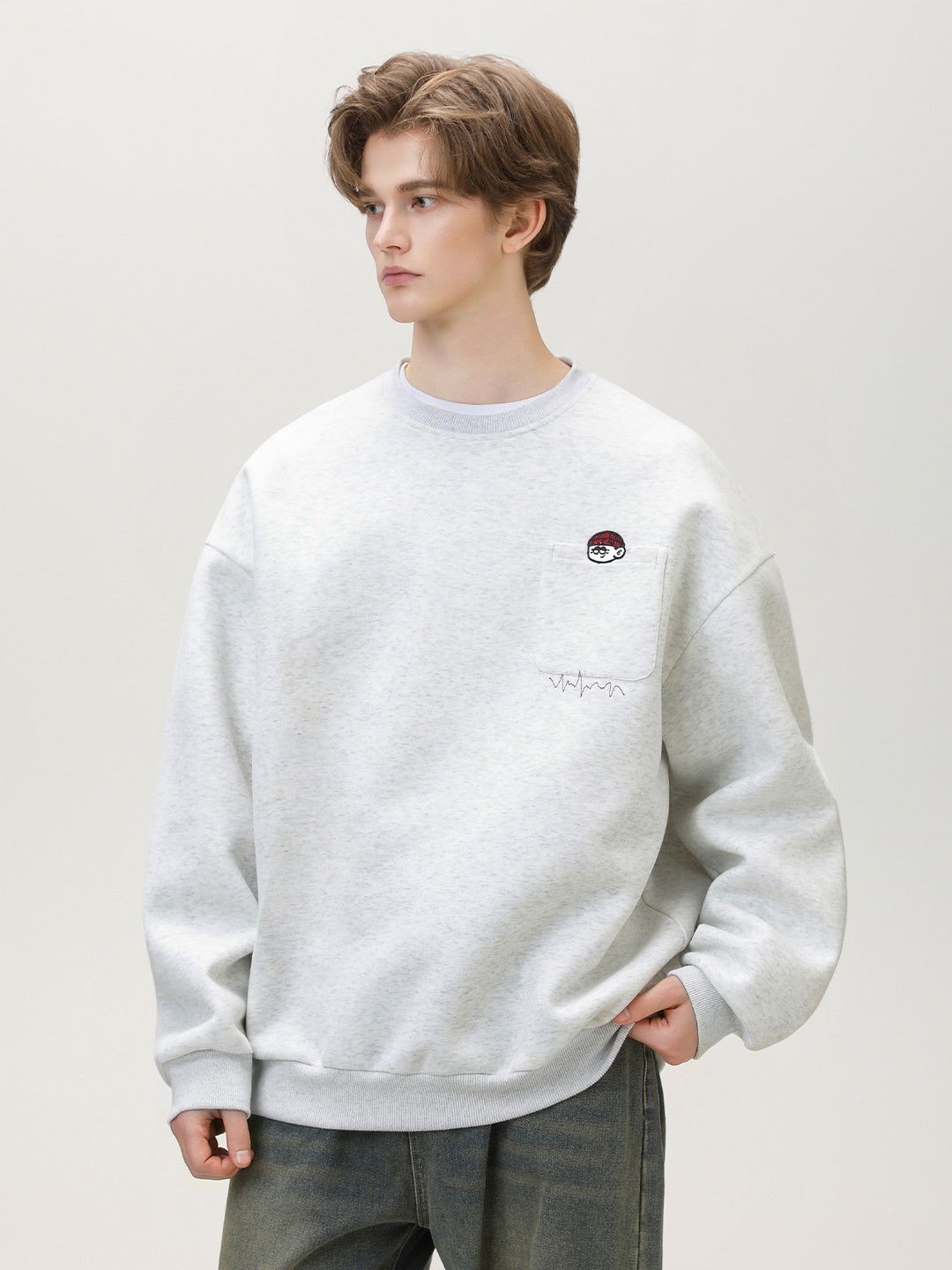 Liber Autumn Men's Pocket decoration Pattern Sweatshirts