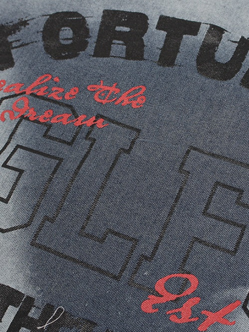 Washed Inkjet Printing Monkey Denim T-shirts
