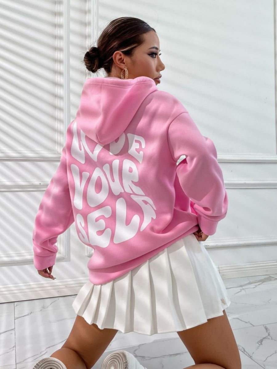 Back Letter Print Leisure Hoodies