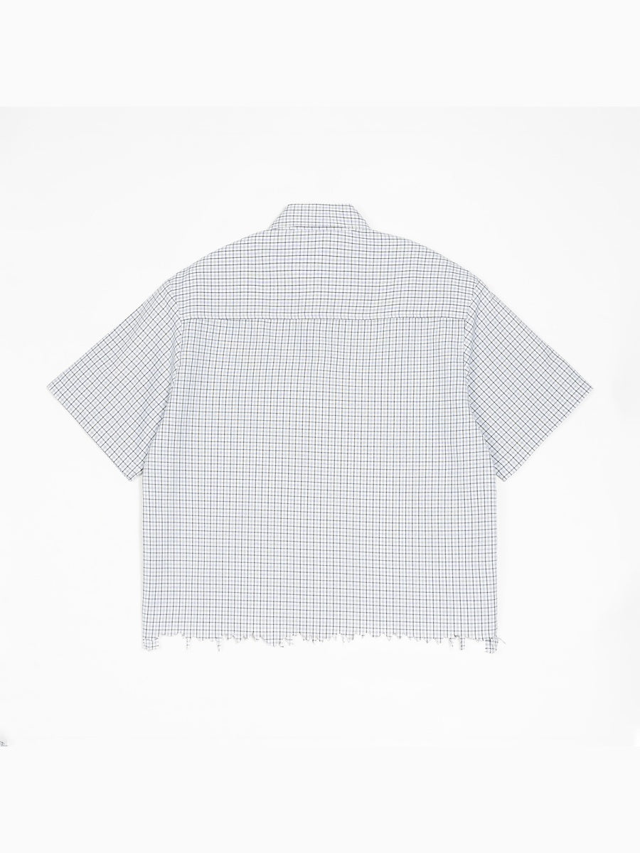 Destroy Hem Plaid Lightweight Boxy Shirts