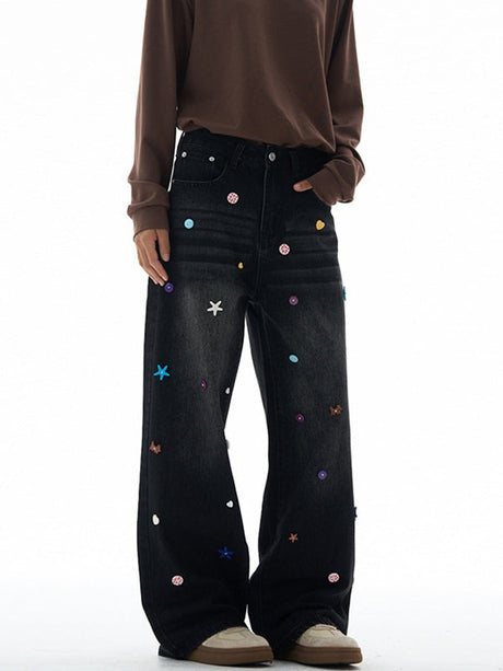 Liber Autumn Neutral wear Button decoration Jeans
