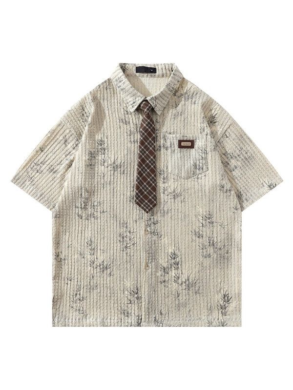 Bamboo Printed Ties Loose-fit Shirts