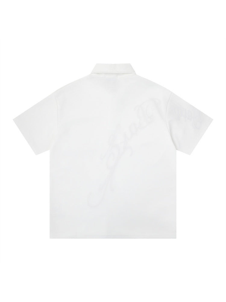 Graffiti Embroidery Letter Loose-fit POLO Shirt