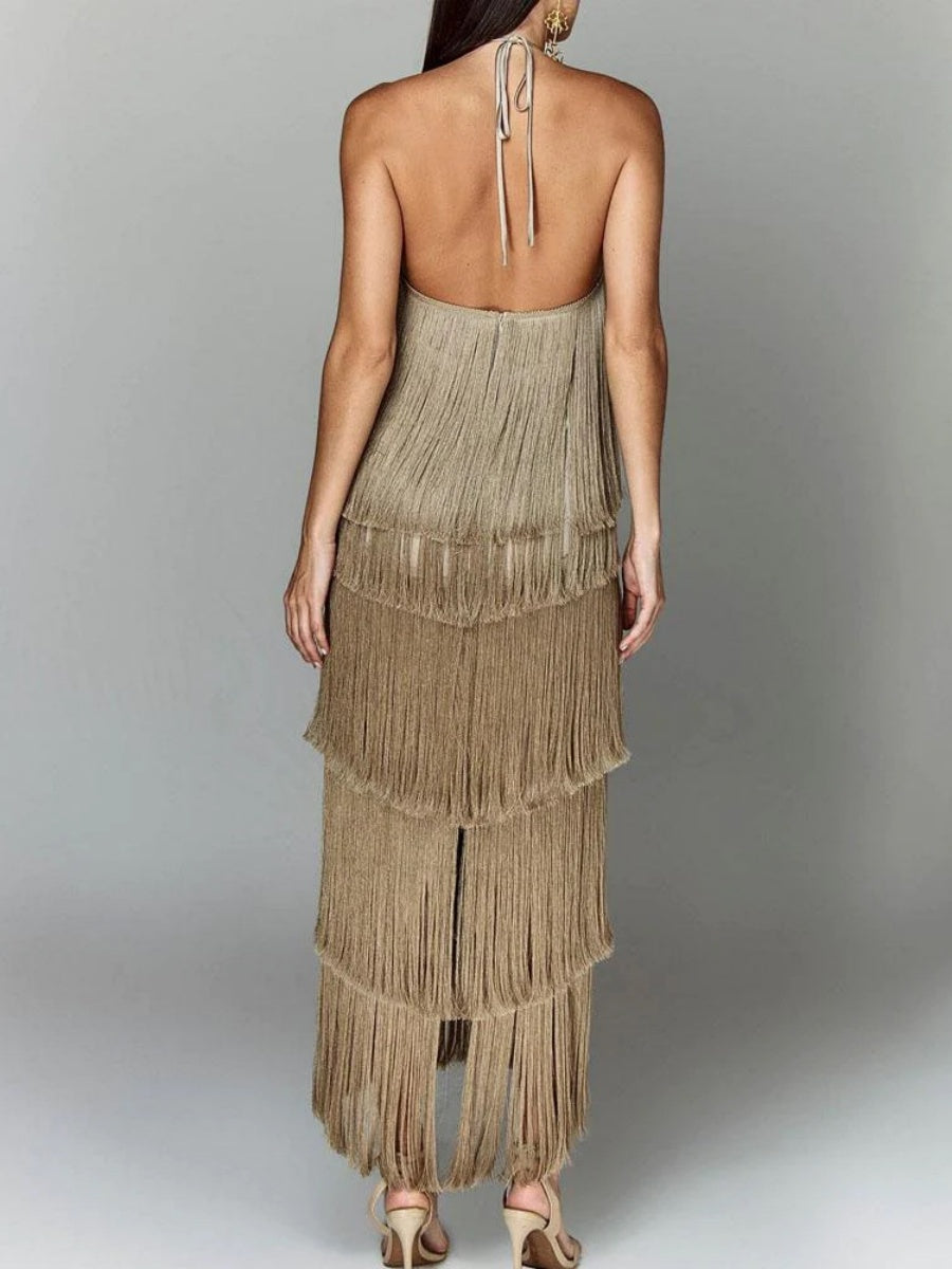 Tassel Backless Maxi Dresses