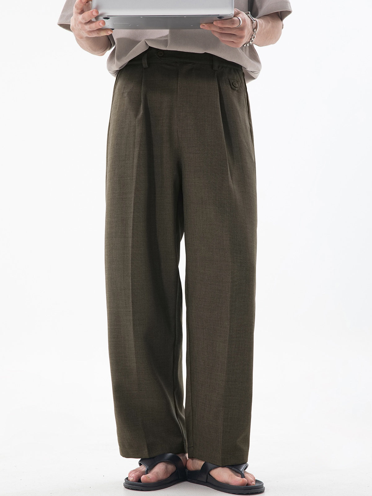 Gathering Old Money Style Nine Points Dress Pants Pants