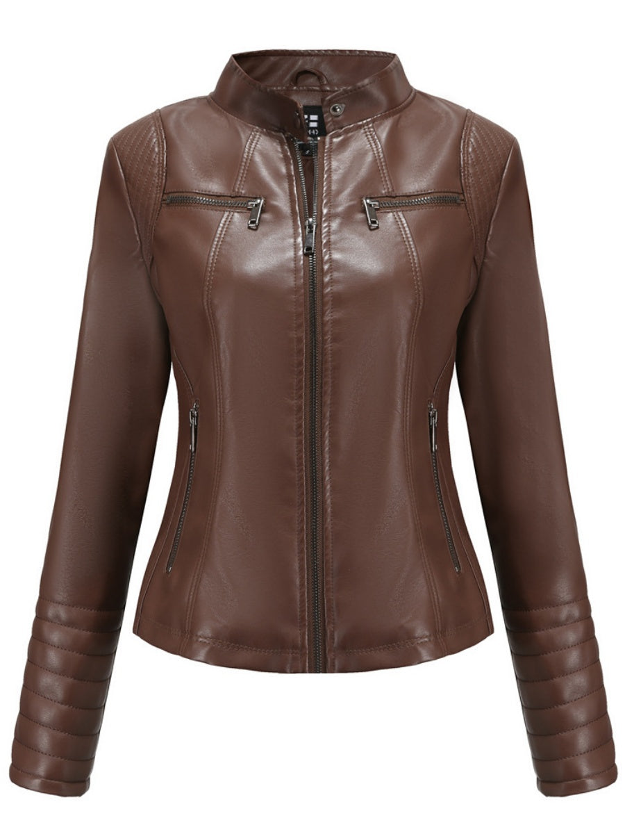 Street Cool Thin Three-dimensional Decoration Leather Jacket