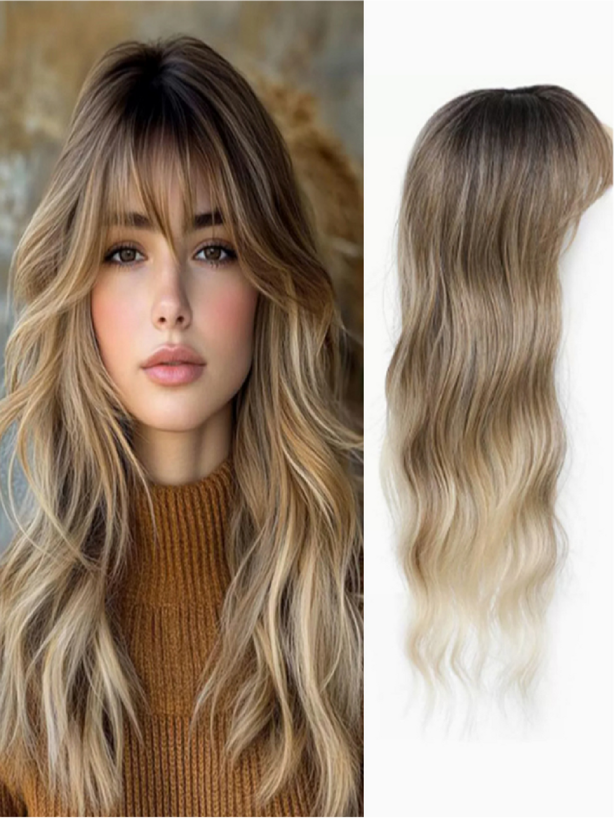 Synthetic Fiber Long Wavy Curl Wig