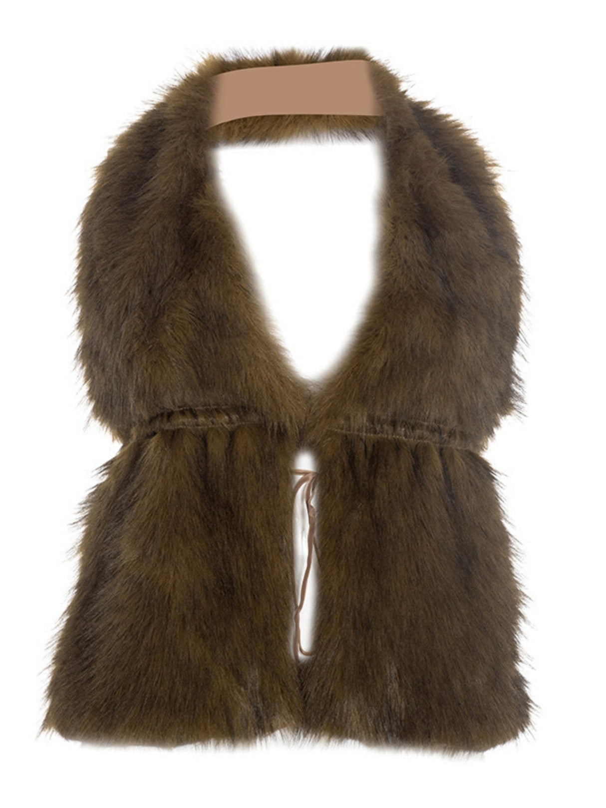 Furry Neckband V-neck Big Backless Sleeveless Rope Cropped Top Tank Tops&Camis