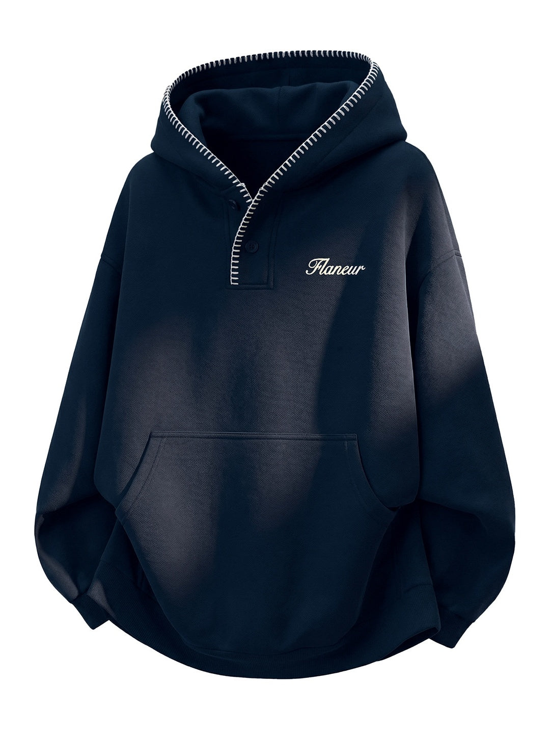 Color-blocked Half-open Collar Hoodie