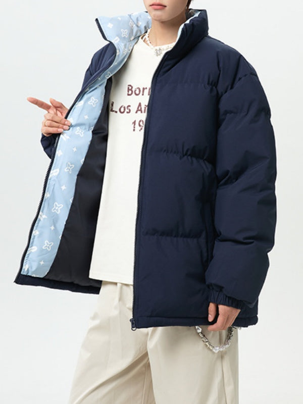 Color Interpolation Stand Collar Thickening Keep Warm Winter Coats