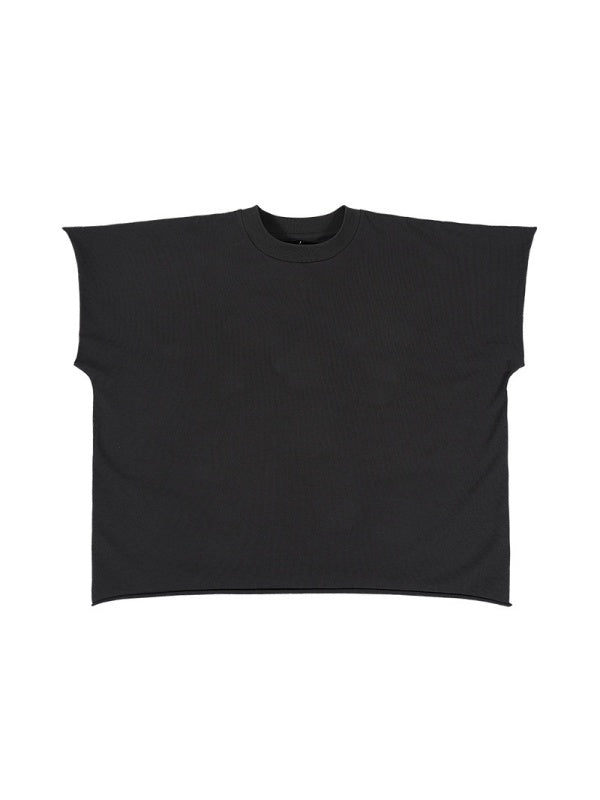 Boxy Boxy Rough Edge Solid Color T-shirt