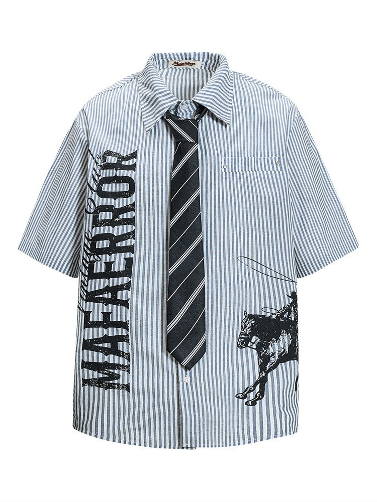 Letter Vertical Stripe Shirts