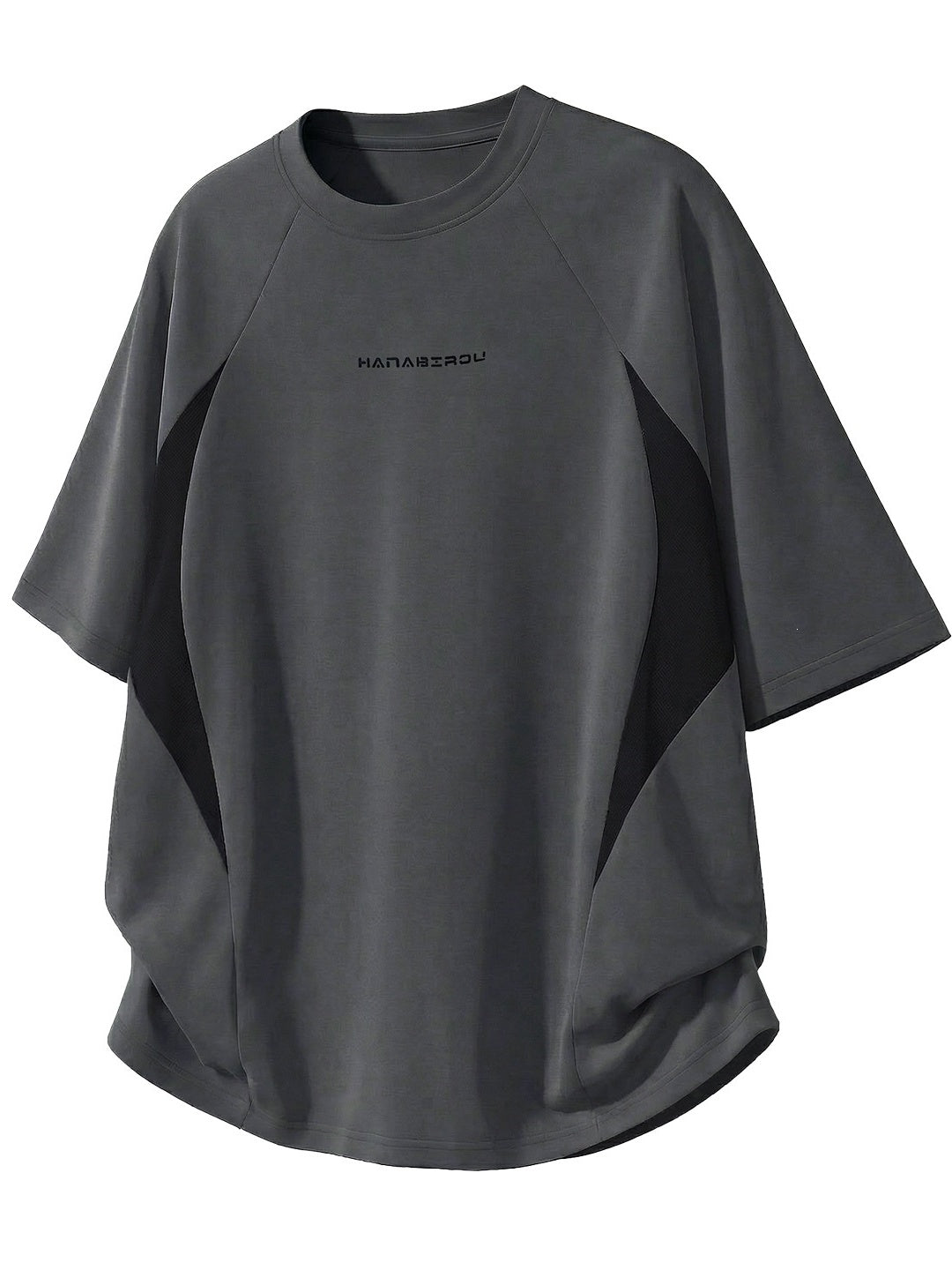 Color-blocked Mesh Patchwork Letter Print T-shirts