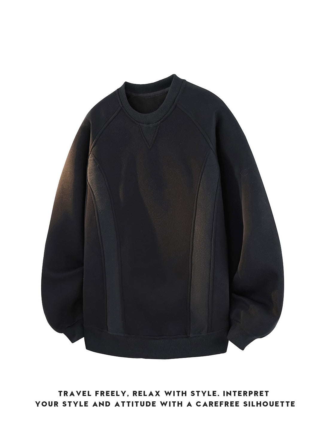 Boxy Structure Patchwork Collarless Sweatshirt