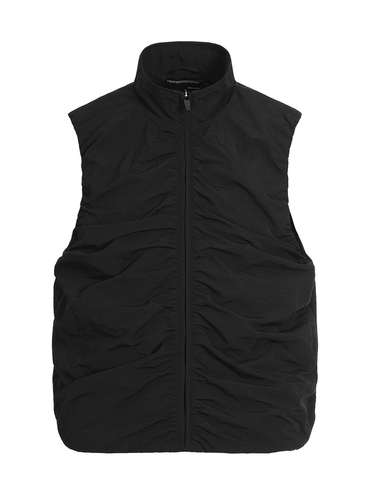 Functional Style Outdoor Stand Collar Thin Pleated Tank Tops Vests