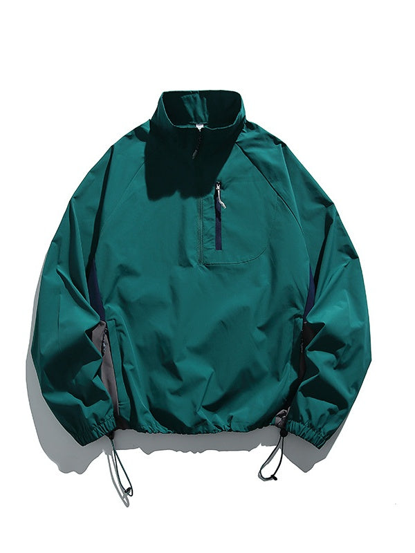 Outdoor Half Zipper Stand Collar Splicing Contrasting Colors Sports Water-repellent Jackets