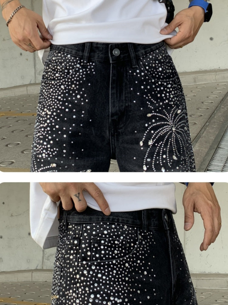 Diamond Full Diamond Hole Gradient 7 Points Denim Shorts
