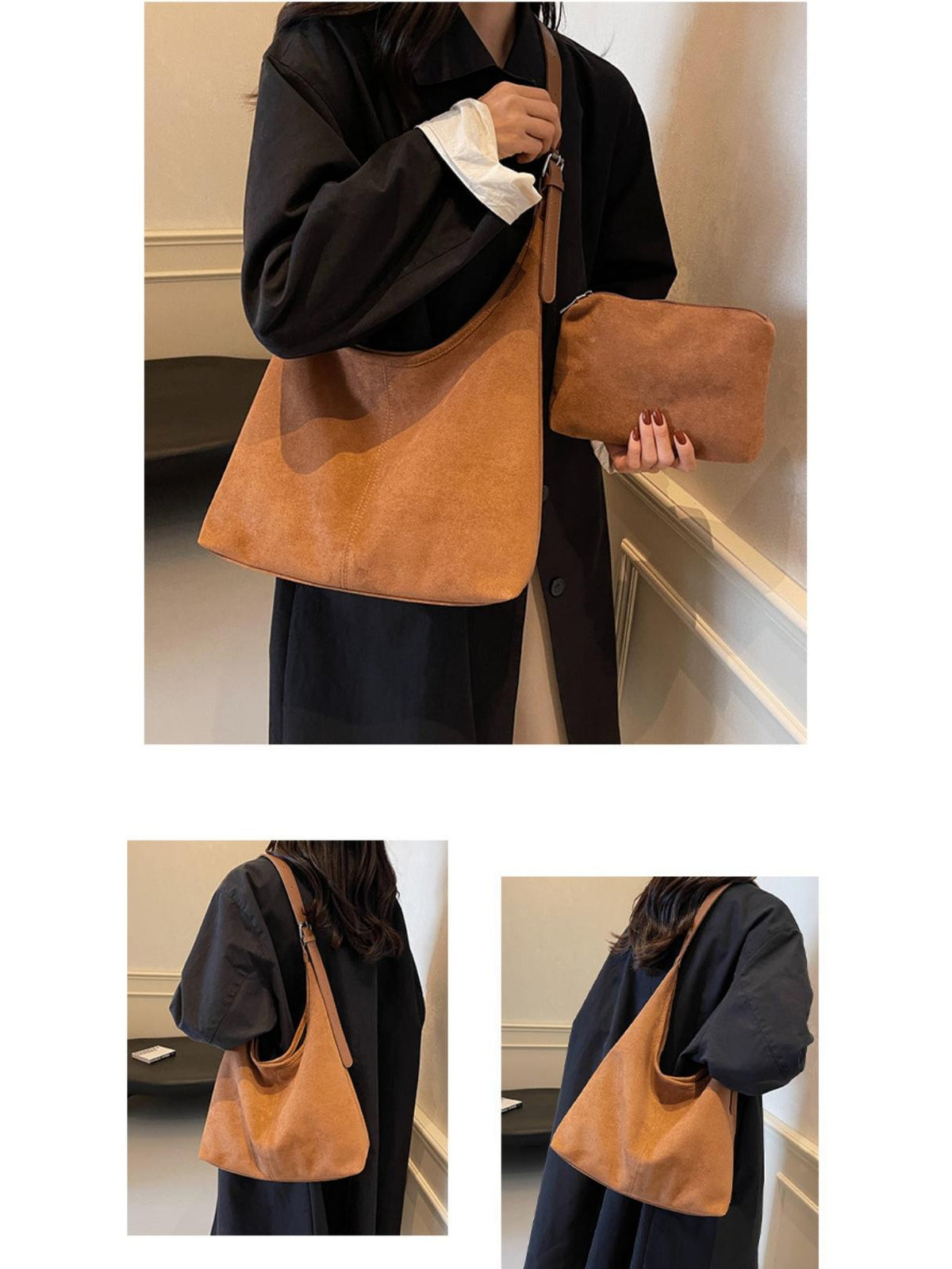 Sac bandoulière en daim grande capacité