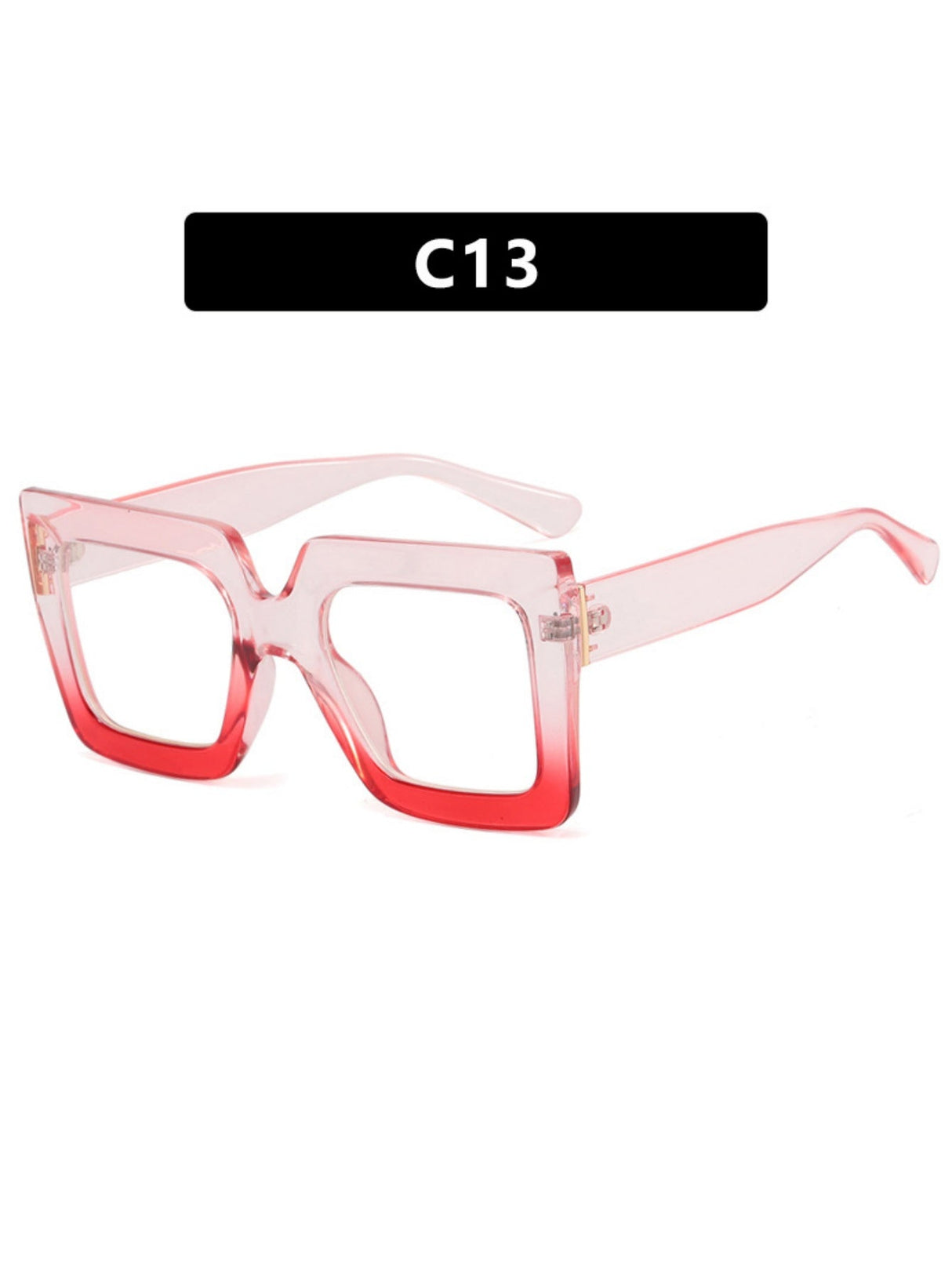 Farbblockierte, quadratische, übergroße, stylische Brille