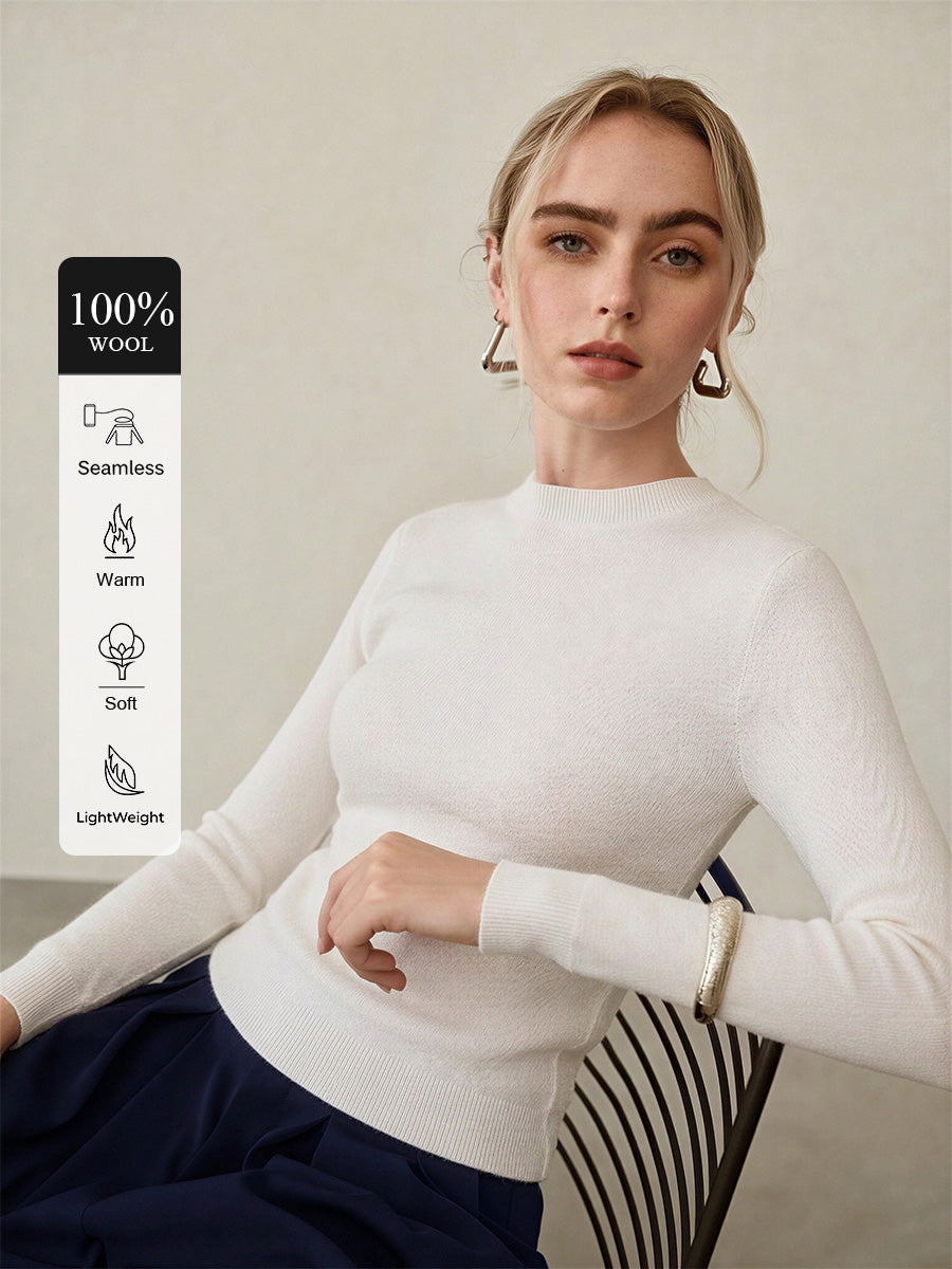 100% Merino Cotton & Wool Seamless Turtleneck Sweater